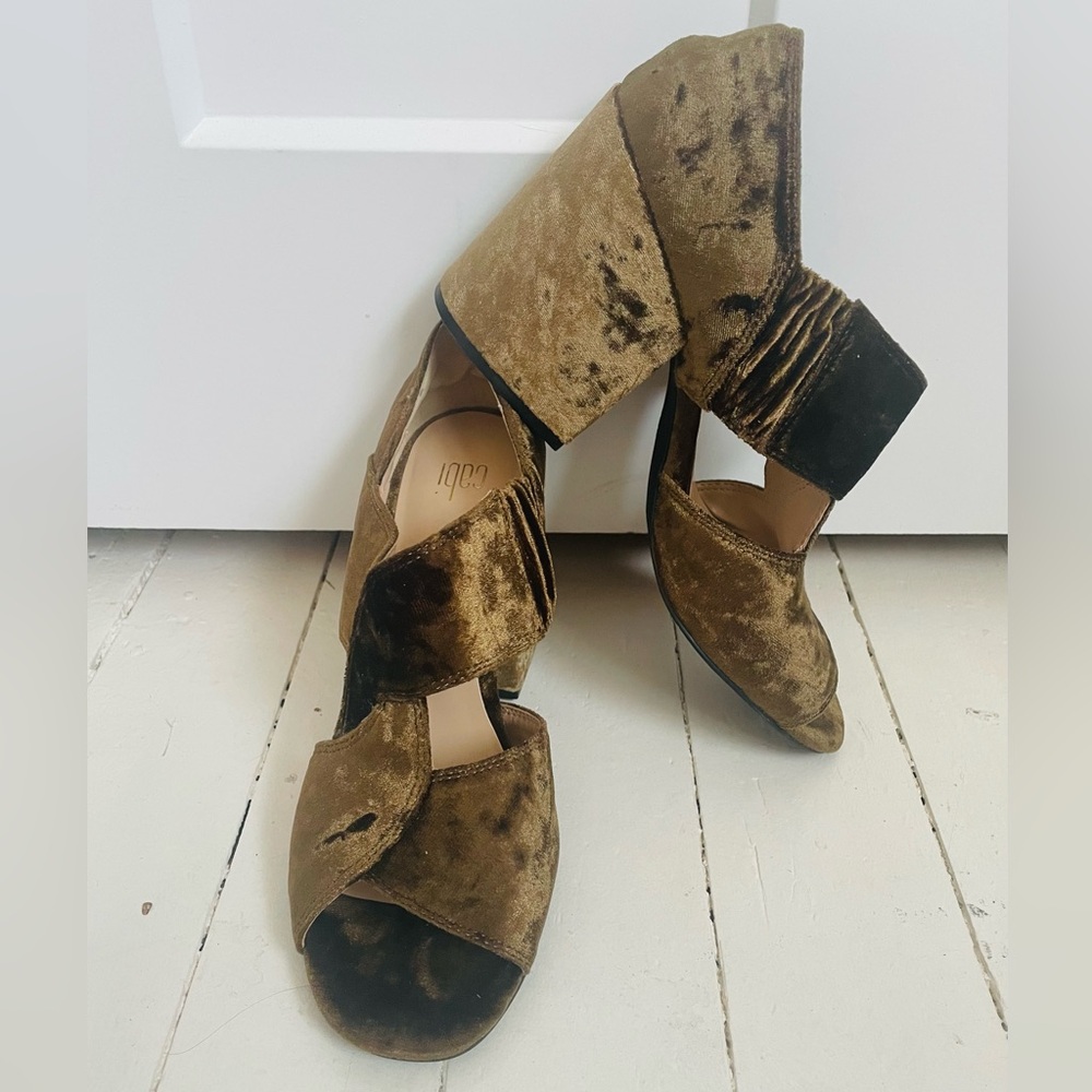 CAbi Velvet Heels in Olive Green